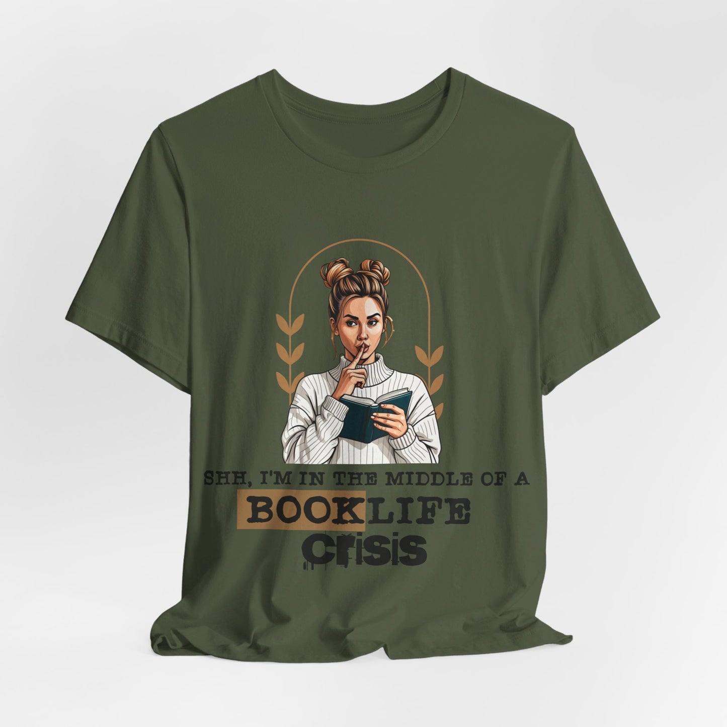 Booklife Crisis T-Shirt - Short Sleeve, Perfect Gift for Book Lovers (Bookish Reader Graphic Tee) Bella+Canvas Product