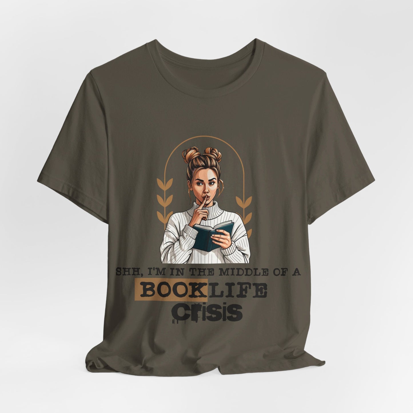 Booklife Crisis T-Shirt - Short Sleeve, Perfect Gift for Book Lovers (Bookish Reader Graphic Tee) Bella+Canvas Product