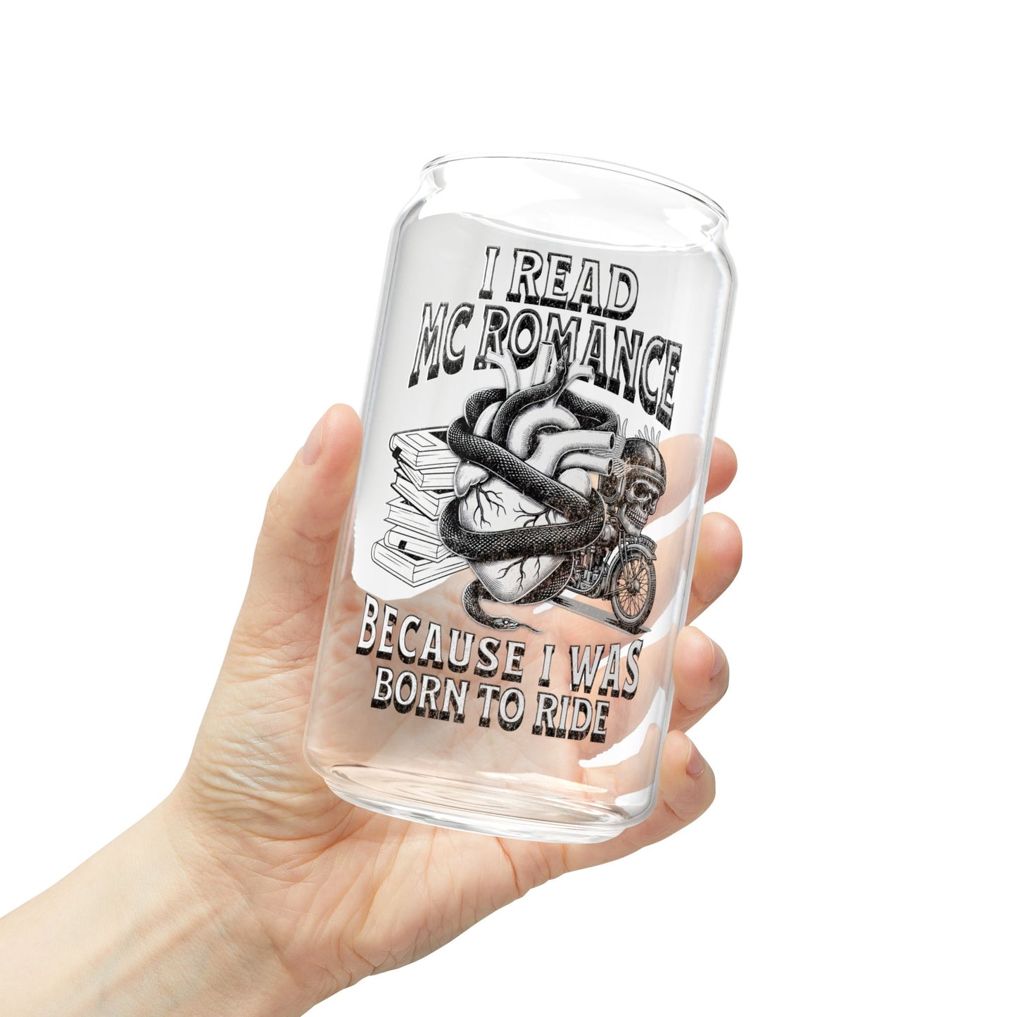 Grunge MC Romance 16 oz Glass - Perfect Gift for book lovers and bikers alike!