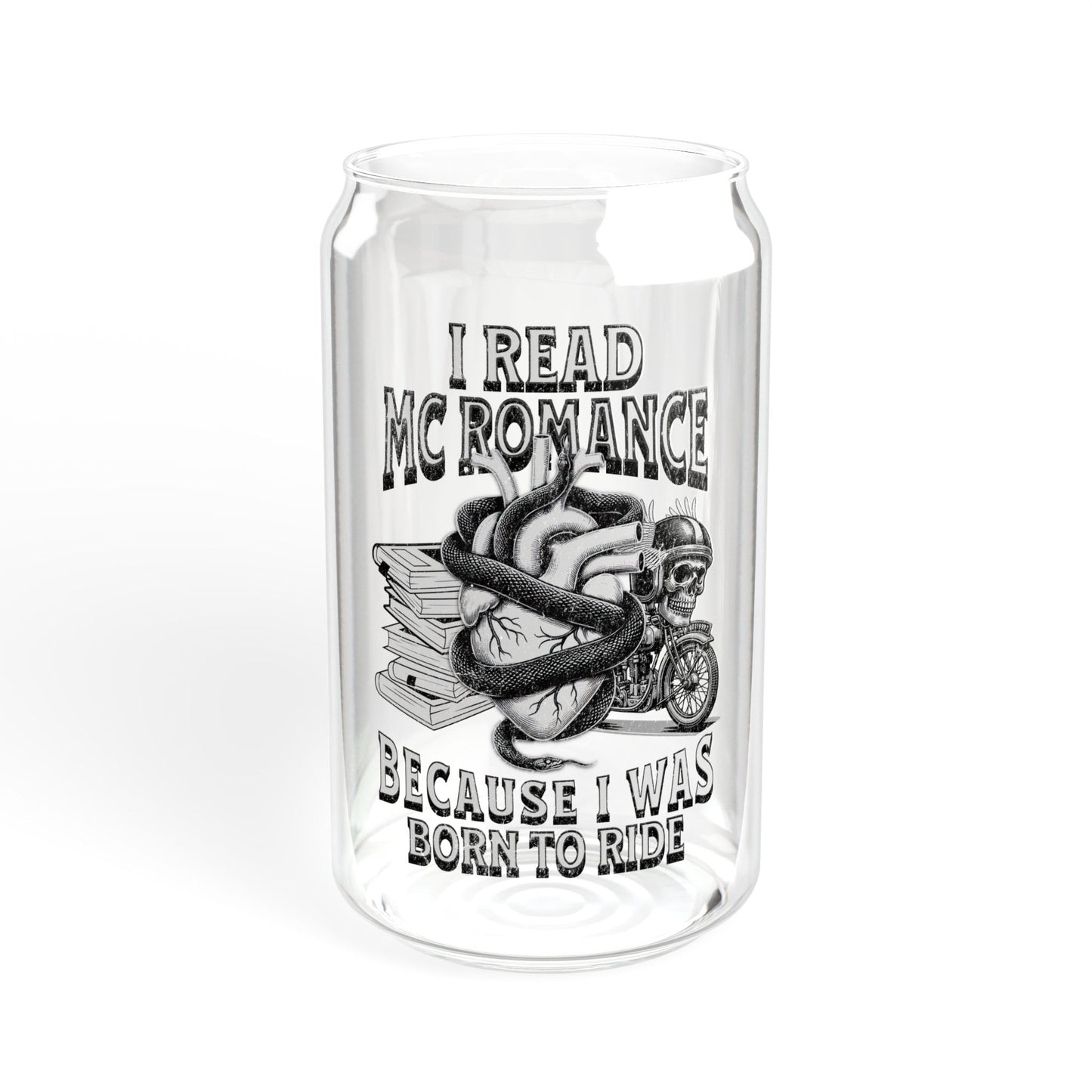 Grunge MC Romance 16 oz Glass - Perfect Gift for book lovers and bikers alike!