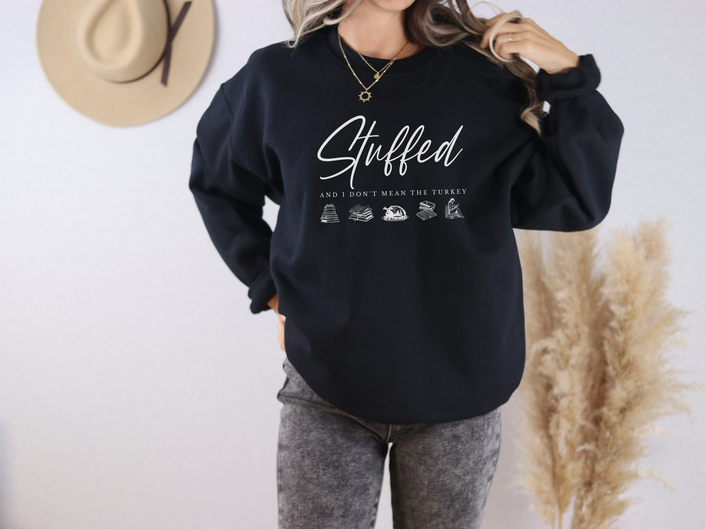 Stuffed (And I Don’t Mean the Turkey), Smutty Romance Thanksgiving Sweatshirt, Cozy Chic Bookish Apparel, Funny Fall Sweatshirt