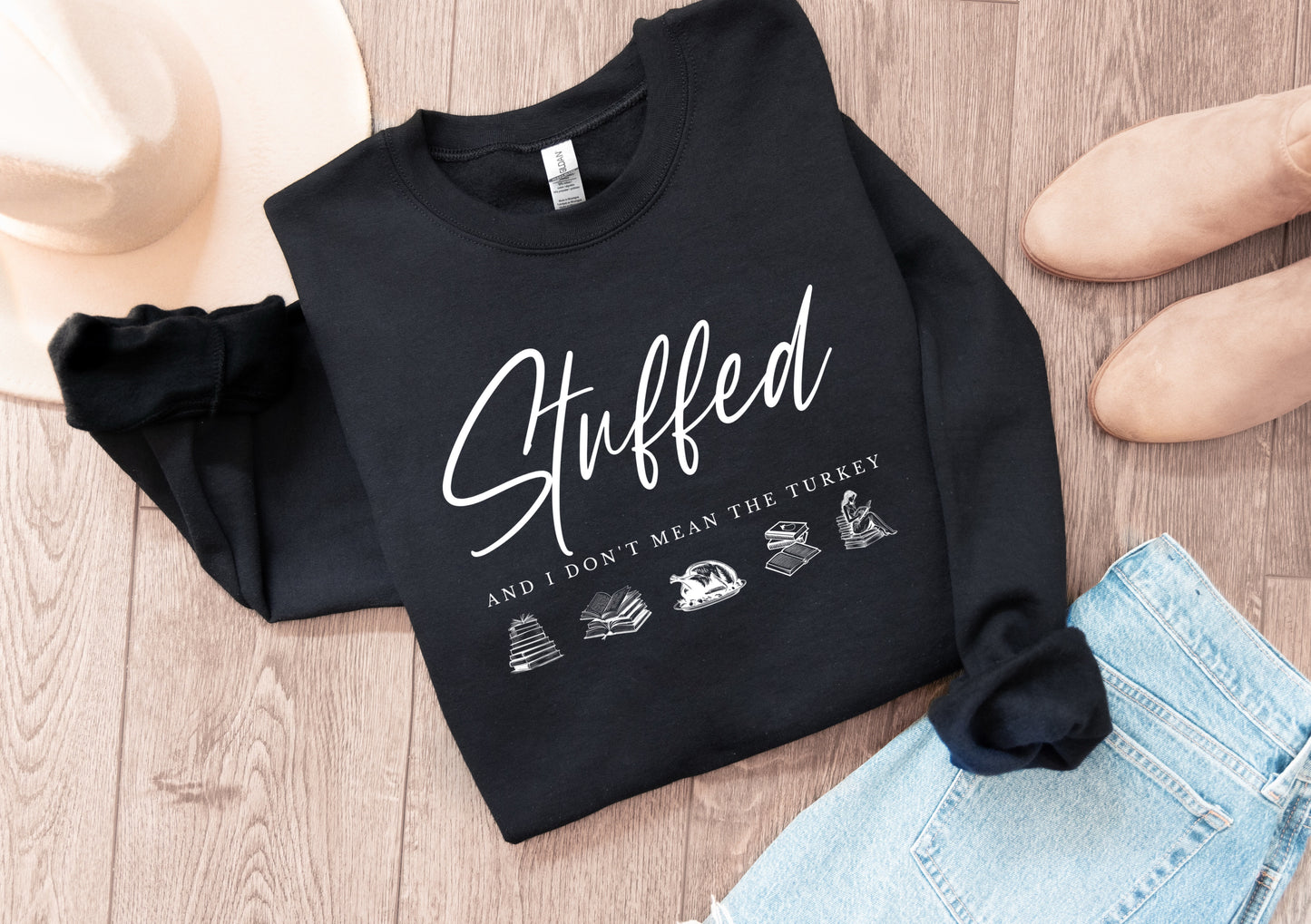 Stuffed (And I Don’t Mean the Turkey), Smutty Romance Thanksgiving Sweatshirt, Cozy Chic Bookish Apparel, Funny Fall Sweatshirt